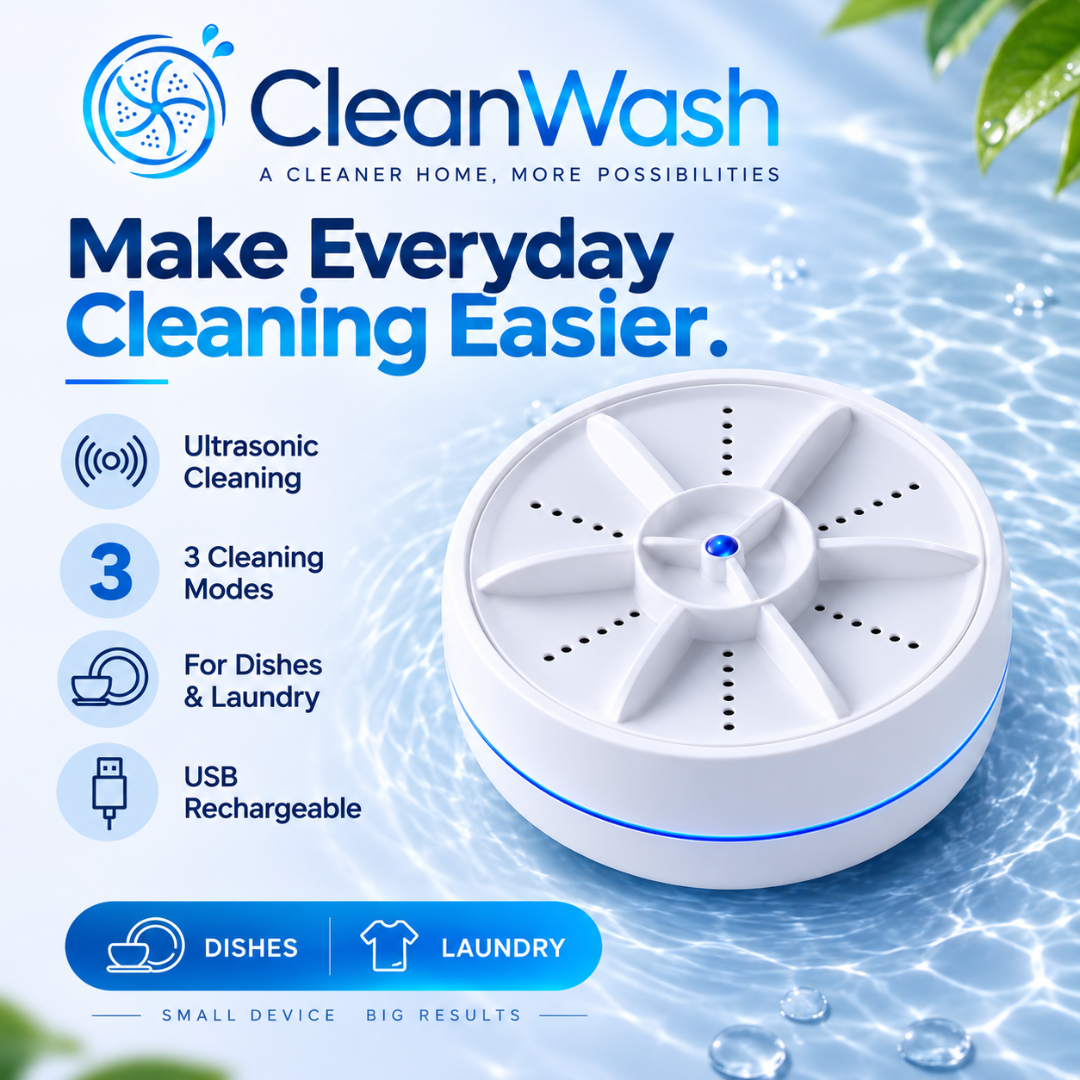 CleanWash™ Portable Ultrasonic Washer for Dishes & Laundry