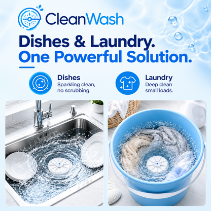 CleanWash™ Portable Ultrasonic Washer for Dishes & Laundry
