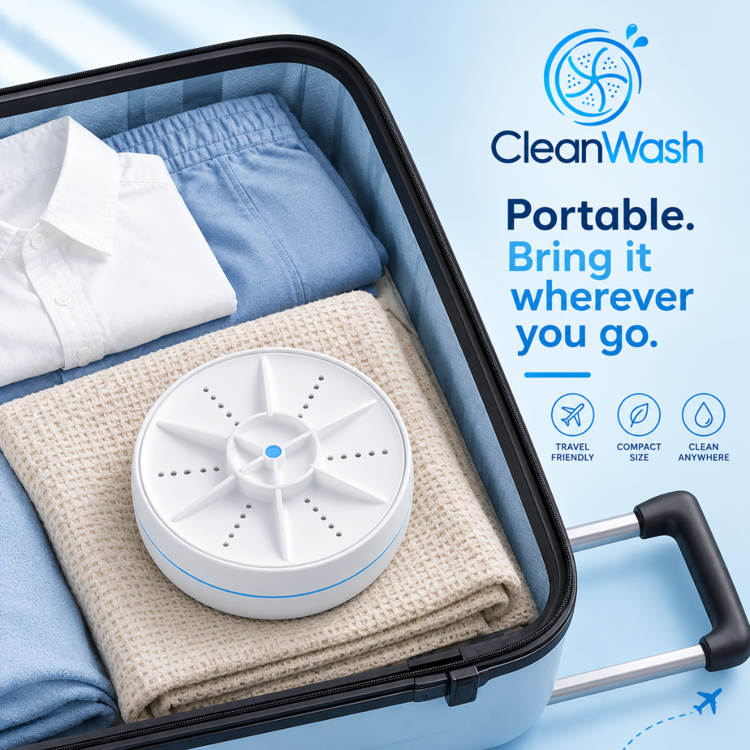 CleanWash™ Portable Ultrasonic Washer for Dishes & Laundry